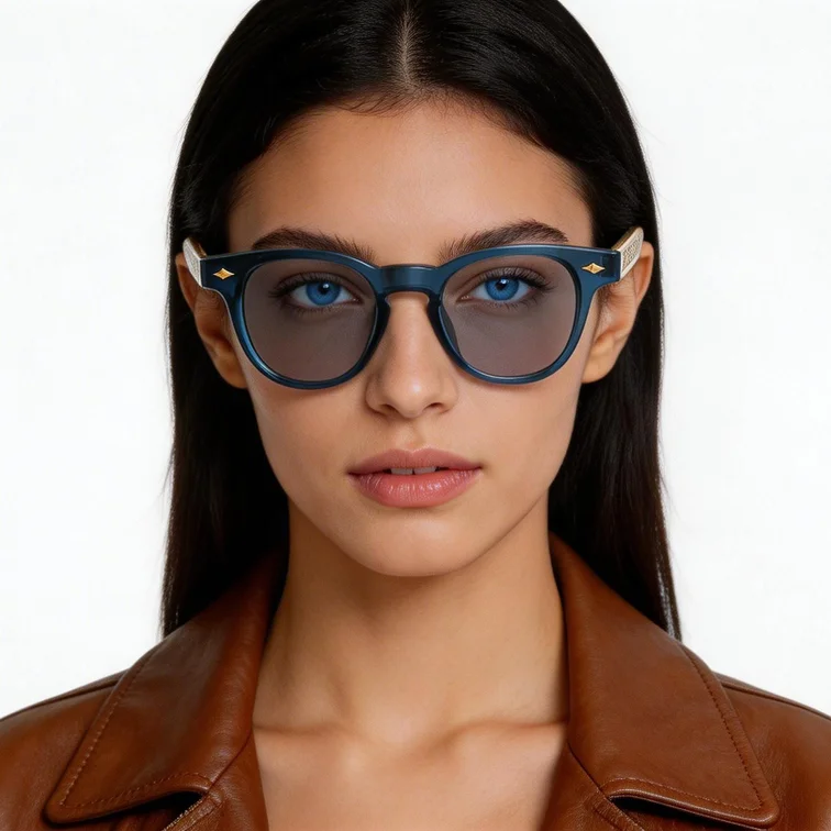 Oval Blue Plastic Sunglasses #BS2503-0343