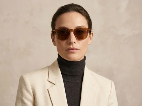 Lunettes de soleil ovales en plastique marron #BS2503-0344