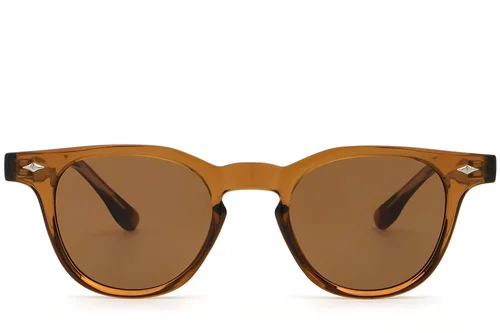 Lunettes de soleil ovales en plastique marron #BS2503-0344