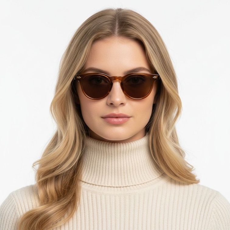 Oval Brown Plastic Sunglasses #BS2503-0344