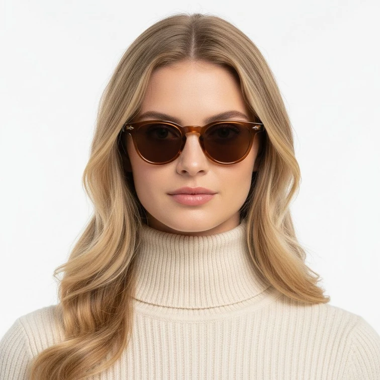 Gafas de sol ovaladas de plástico marrón n.° BS2503-0344