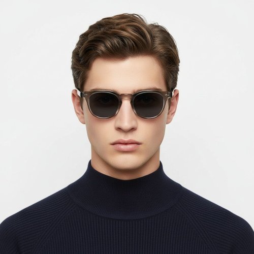 Lunettes de soleil ovales en plastique gris #BS2503-0345