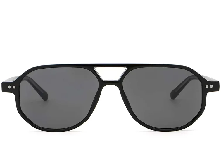 Lunettes de soleil aviateur en plastique noir #BS2503-0347