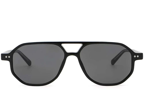 Schwarze Aviator-Sonnenbrille aus Kunststoff #BS2503-0347
