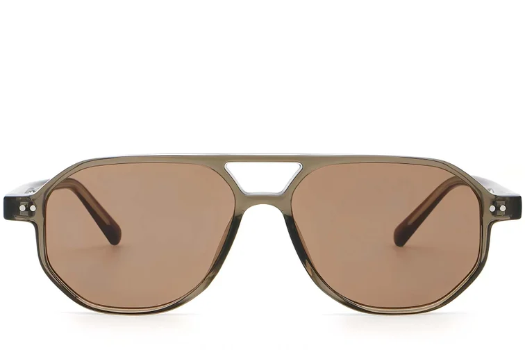 Lunettes de soleil aviateur en plastique marron #BS2503-0349