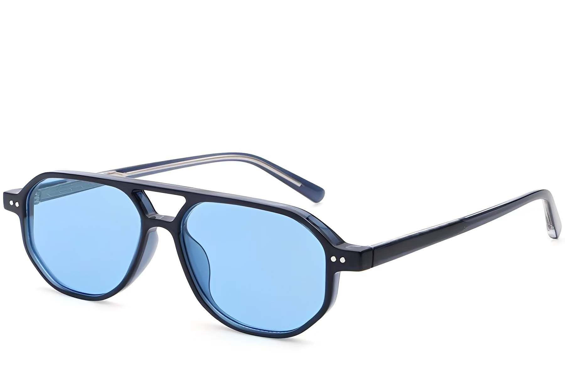 Lunettes de soleil aviateur en plastique bleu #BS2503-0350
