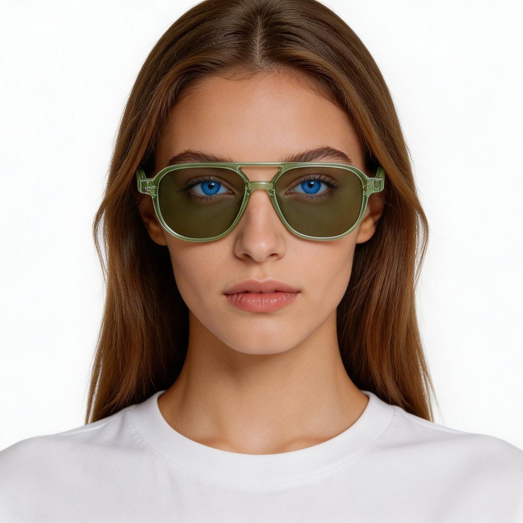 Gafas de sol de plástico verde aviador n.° BS2503-0351