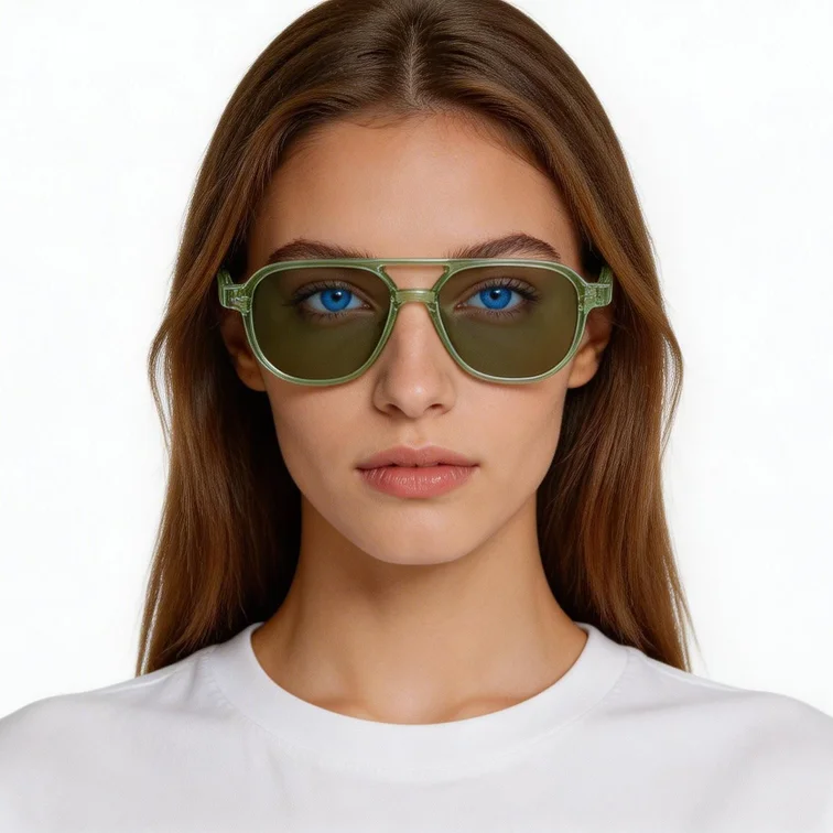 Aviator Green Plastic Sunglasses #BS2503-0351