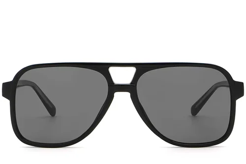 Lunettes de soleil aviateur en plastique noir #BS2503-0353