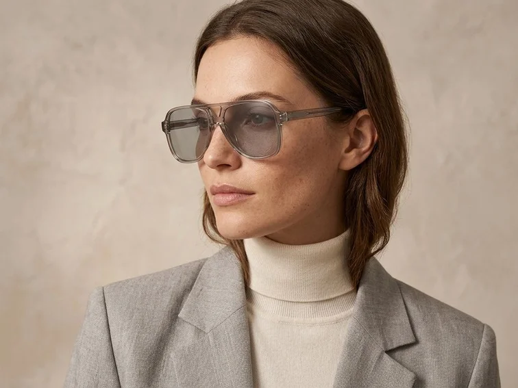 Aviator Gray Plastic Sunglasses #BS2503-0354
