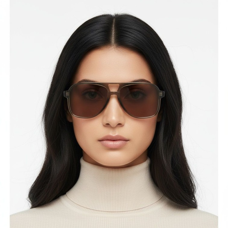 Aviator Brown Plastic Sunglasses #BS2503-0355