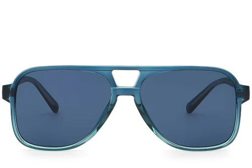 Lunettes de soleil aviateur en plastique bleu #BS2503-0356