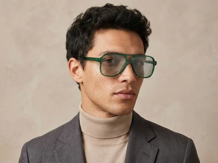 Gafas de sol de plástico verde aviador n.° BS2503-0357