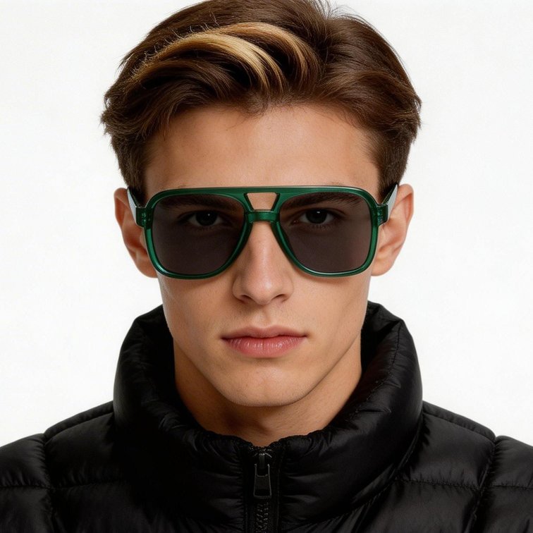 Lunettes de soleil aviateur en plastique vert #BS2503-0357