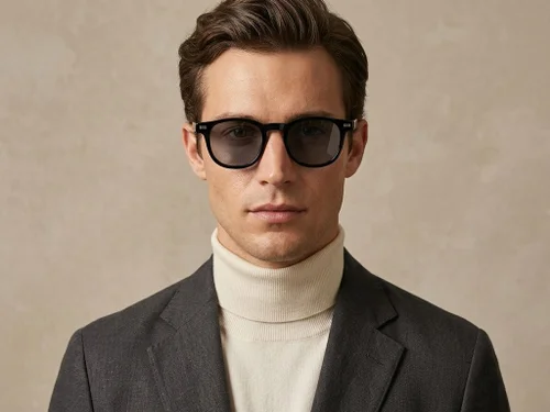 Lunettes de soleil ovales en plastique noir #BS2503-0359