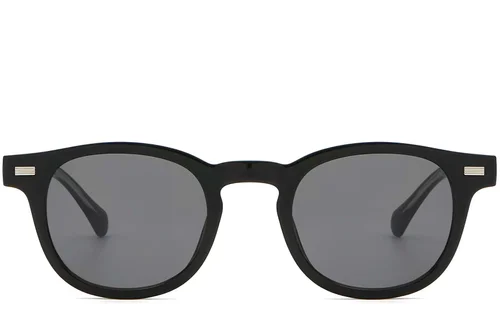 Lunettes de soleil ovales en plastique noir #BS2503-0359