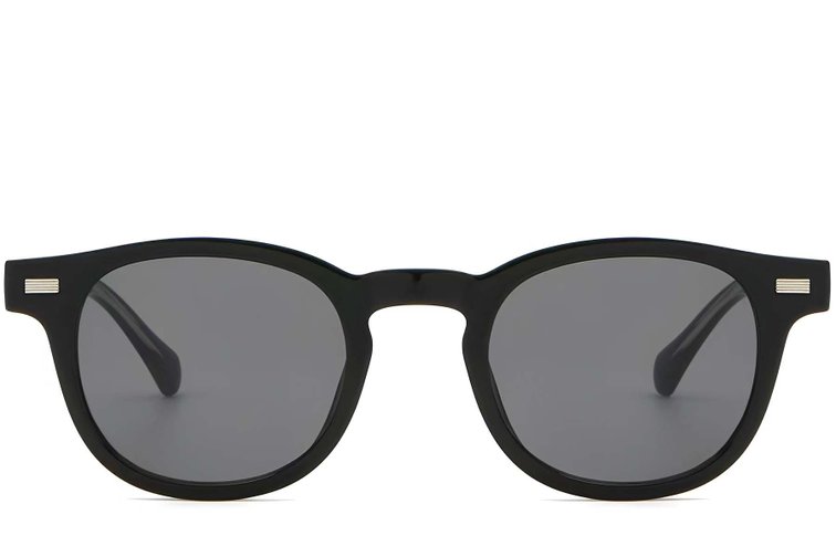 Lunettes de soleil ovales en plastique noir #BS2503-0359