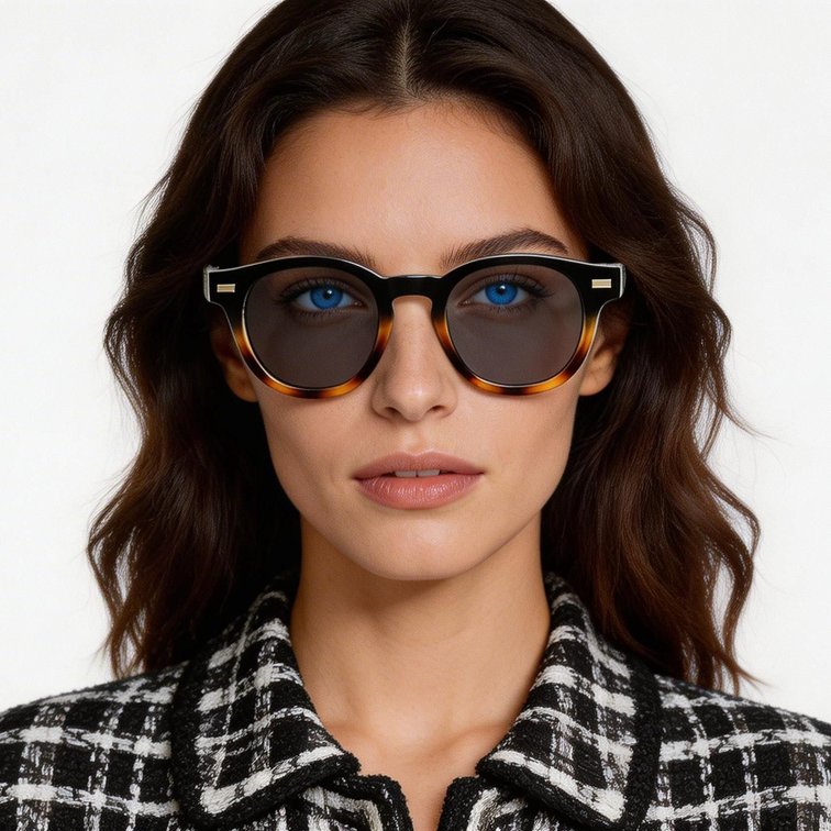 Gafas de sol ovaladas de plástico con diseño de carey n.° BS2503-0360