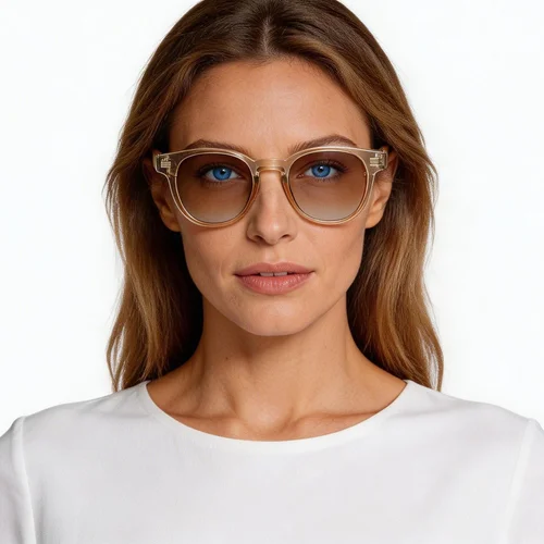 Lunettes de soleil ovales en plastique marron #BS2503-0362