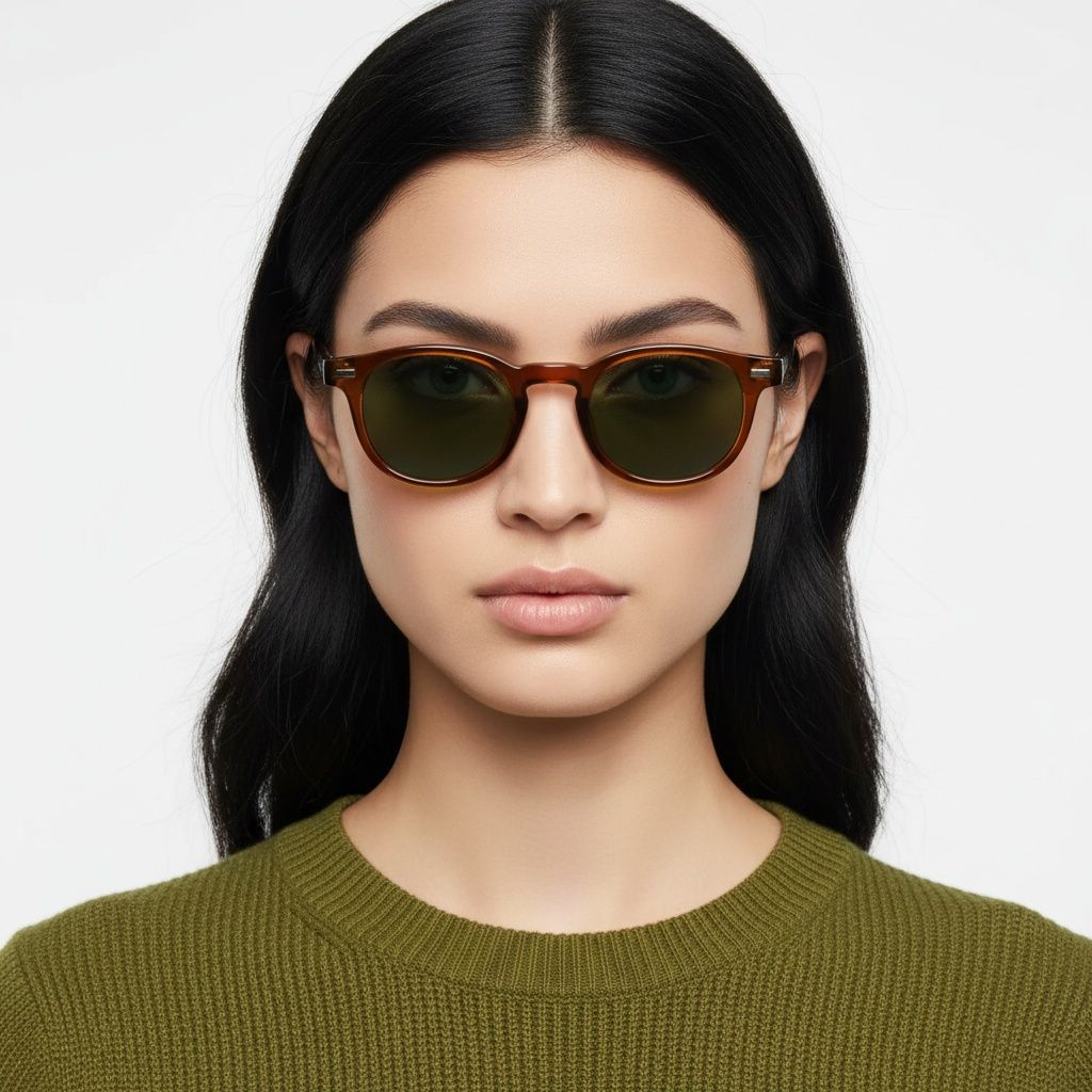 Oval Brown Plastic Sunglasses #BS2503-0363