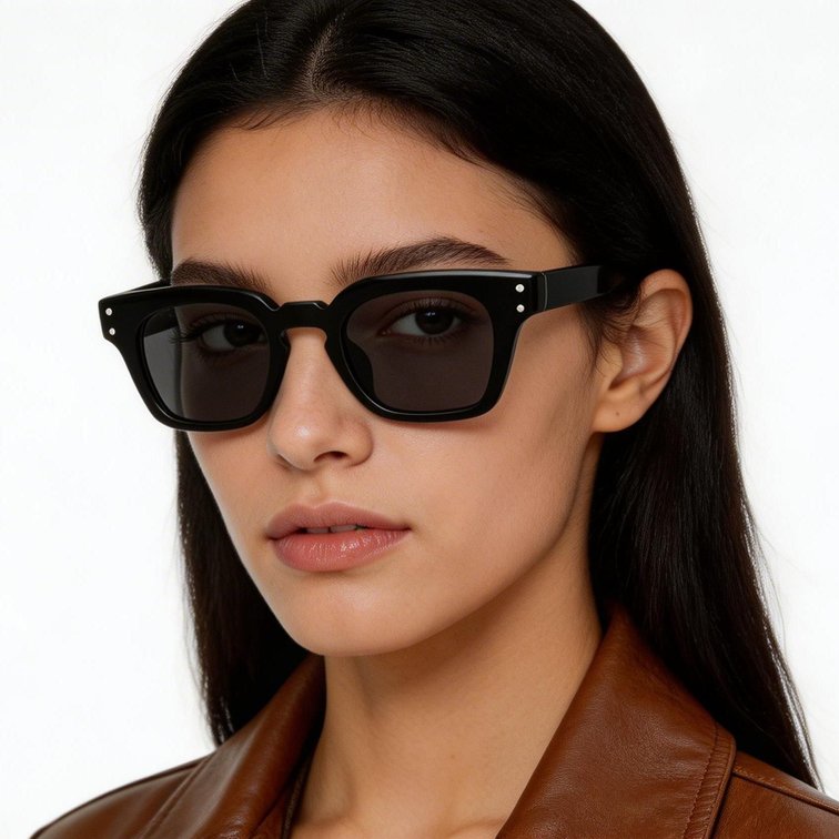 Rectangular Black Plastic Sunglasses #BS2503-0365