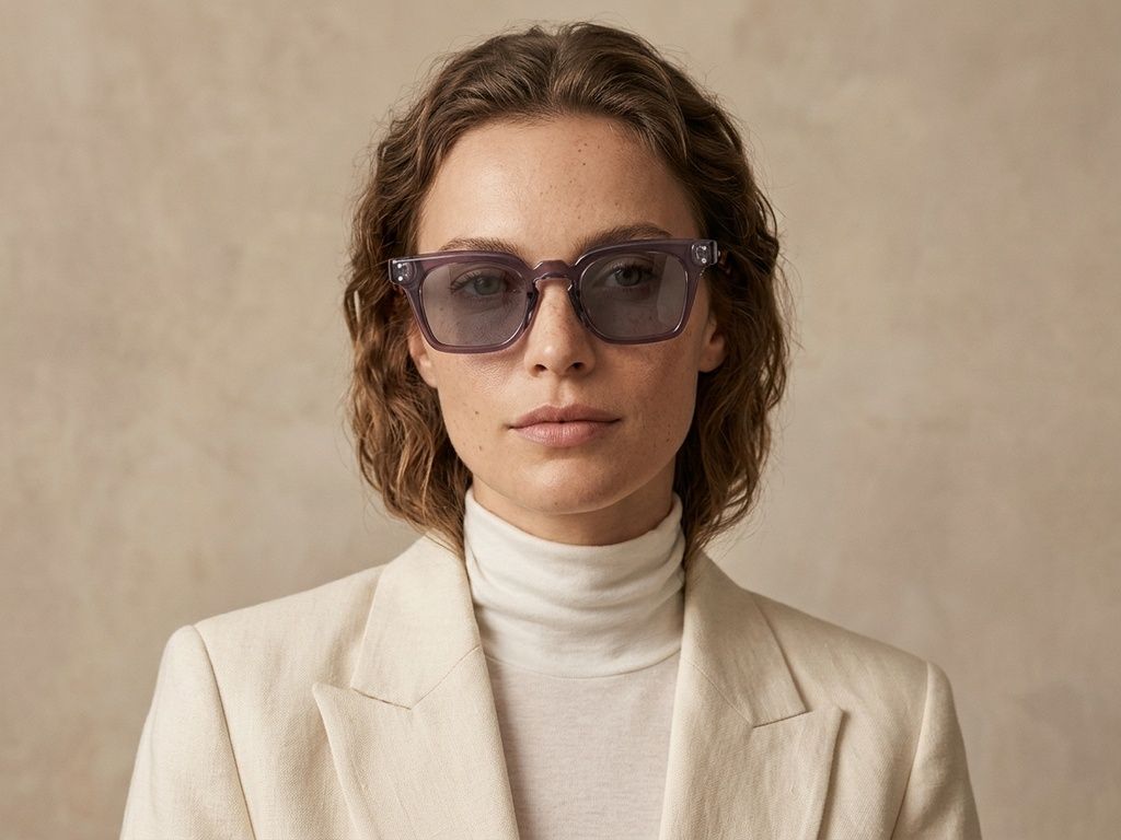 Rectangular Purple Plastic Sunglasses #BS2503-0367