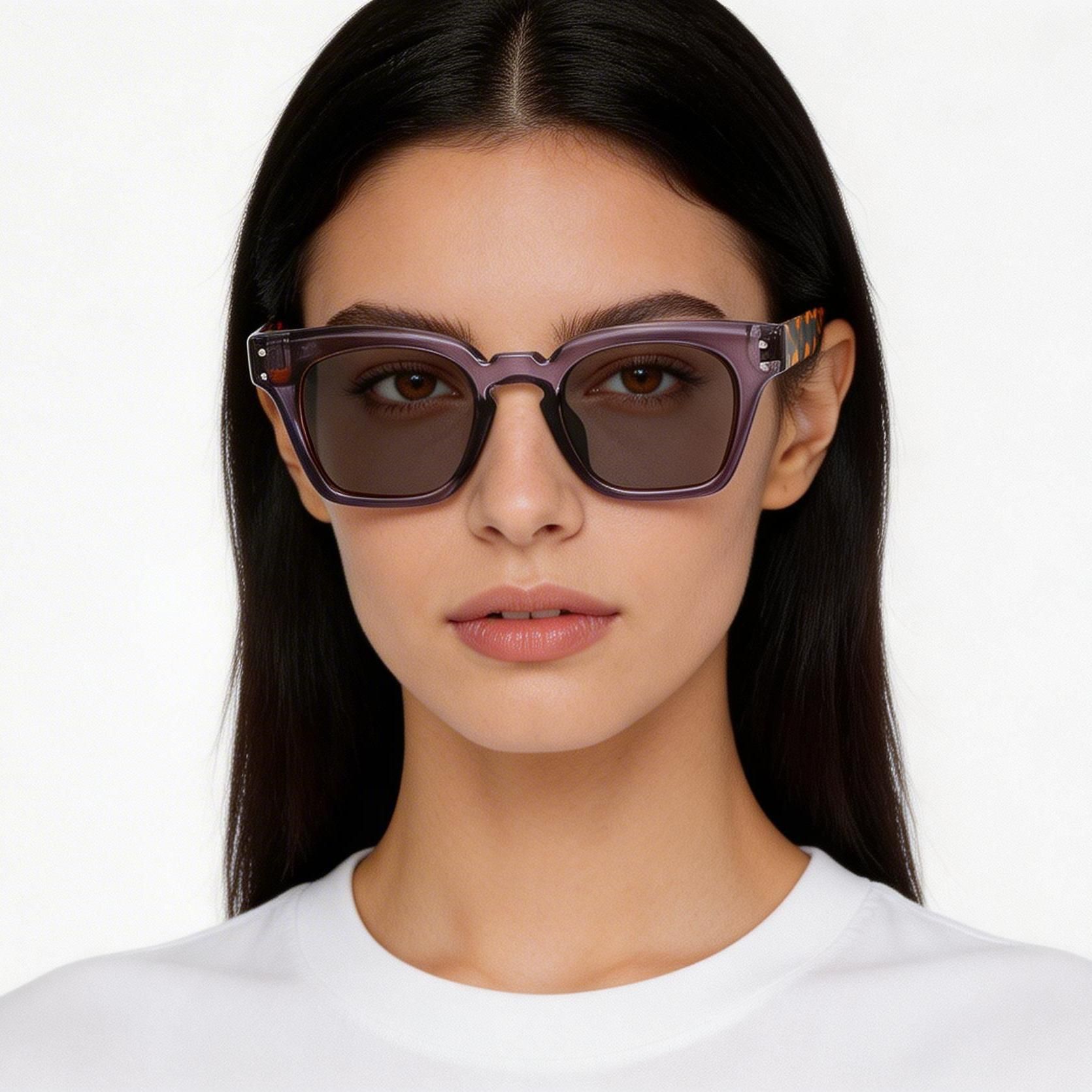 Rectangular Purple Plastic Sunglasses #BS2503-0367
