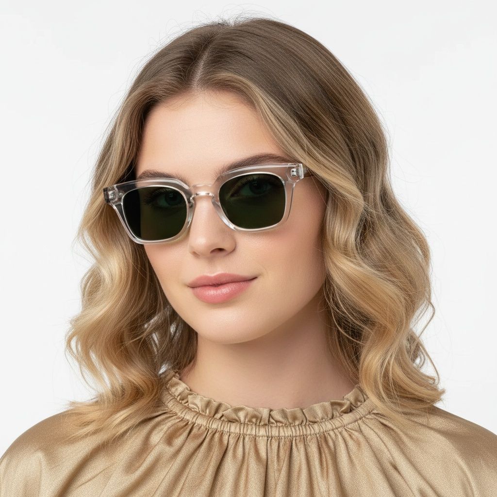 Rectangular Transparent Plastic Sunglasses #BS2503-0368