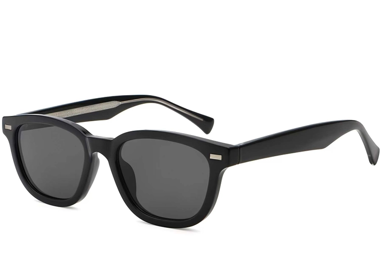 Rectangular Black Plastic Sunglasses #BS2503-0370