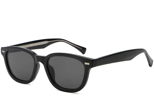 Rectangular Black Plastic Sunglasses #BS2503-0370