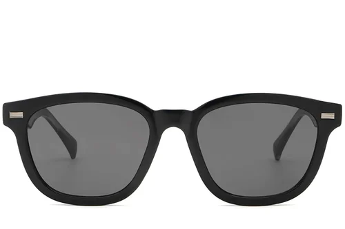Lunettes de soleil rectangulaires en plastique noir #BS2503-0370