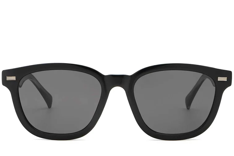 Lunettes de soleil rectangulaires en plastique noir #BS2503-0370