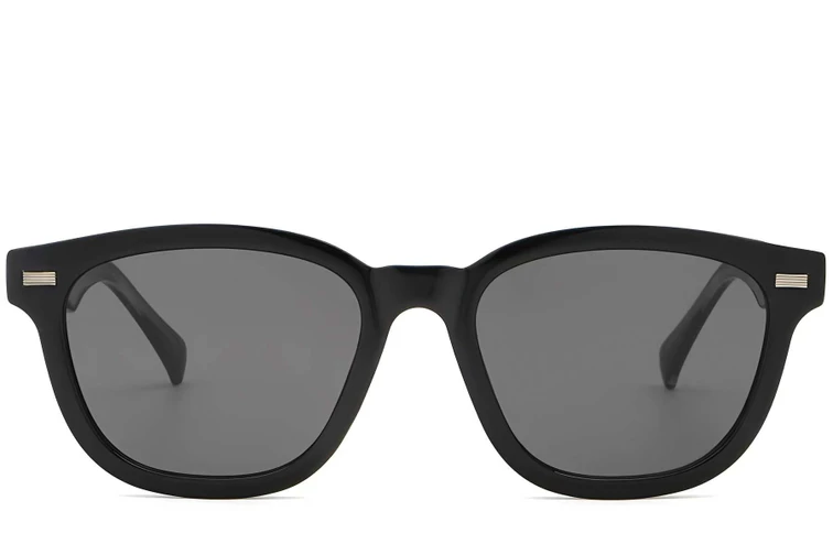Gafas de sol rectangulares de plástico negro #BS2503-0370