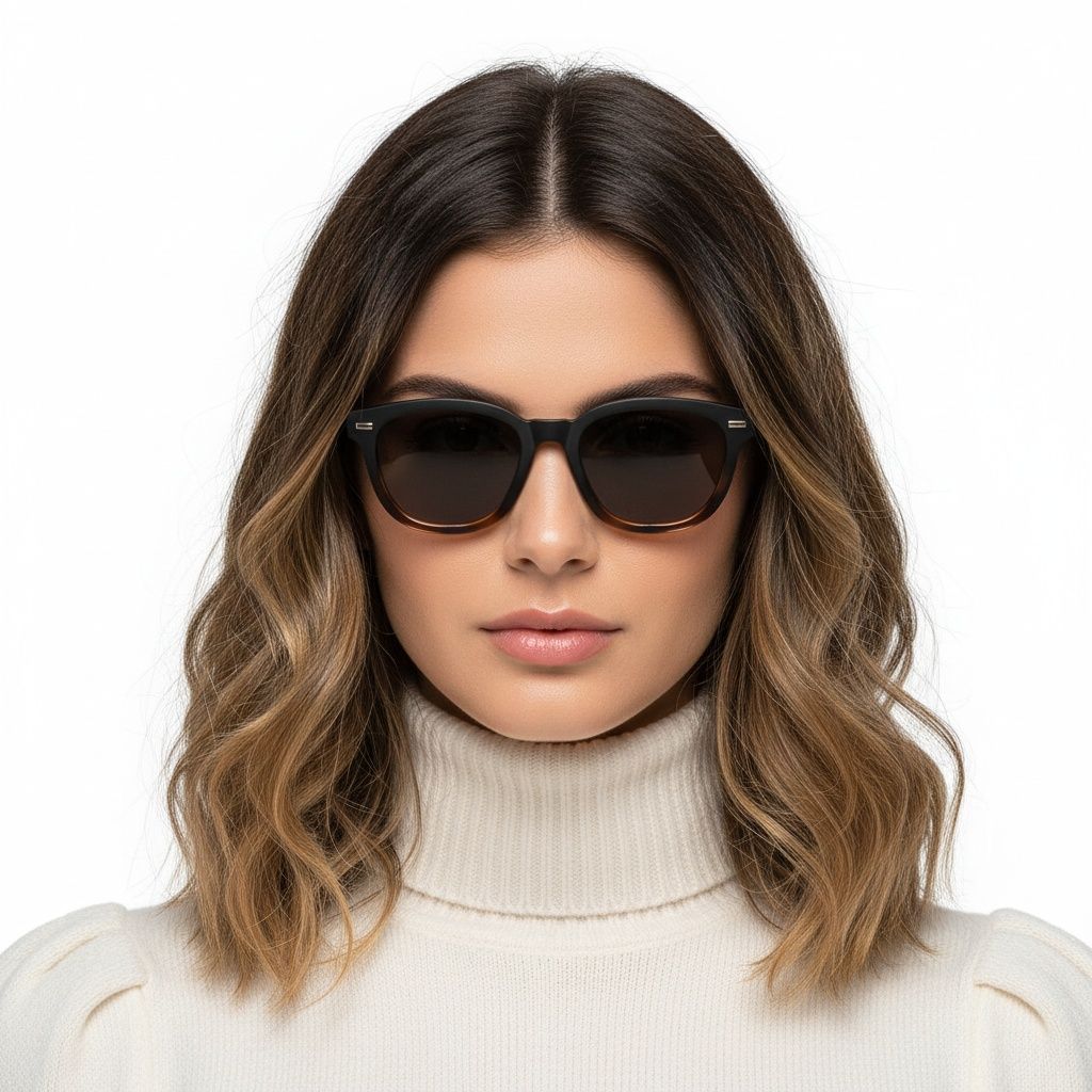 Rechteckige Sonnenbrille aus Kunststoff mit Schildpattmuster #BS2503-0371