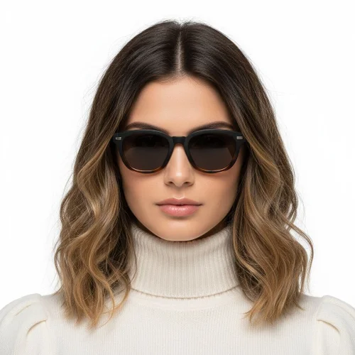 Lunettes de soleil rectangulaires en plastique écaille de tortue #BS2503-0371