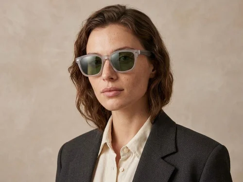 Lunettes de soleil rectangulaires en plastique gris #BS2503-0373