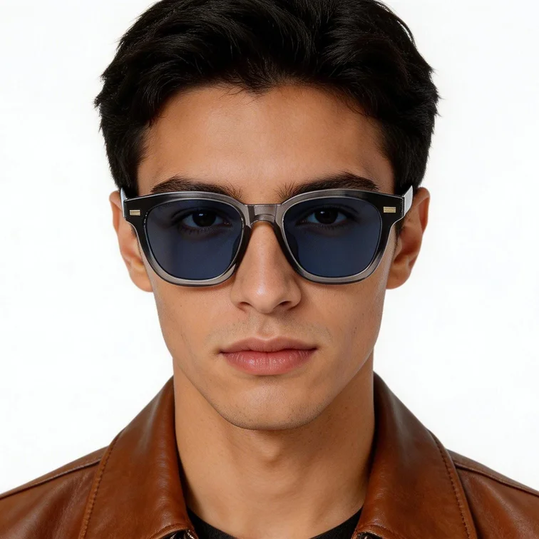 Gafas de sol rectangulares de plástico gris #BS2503-0374