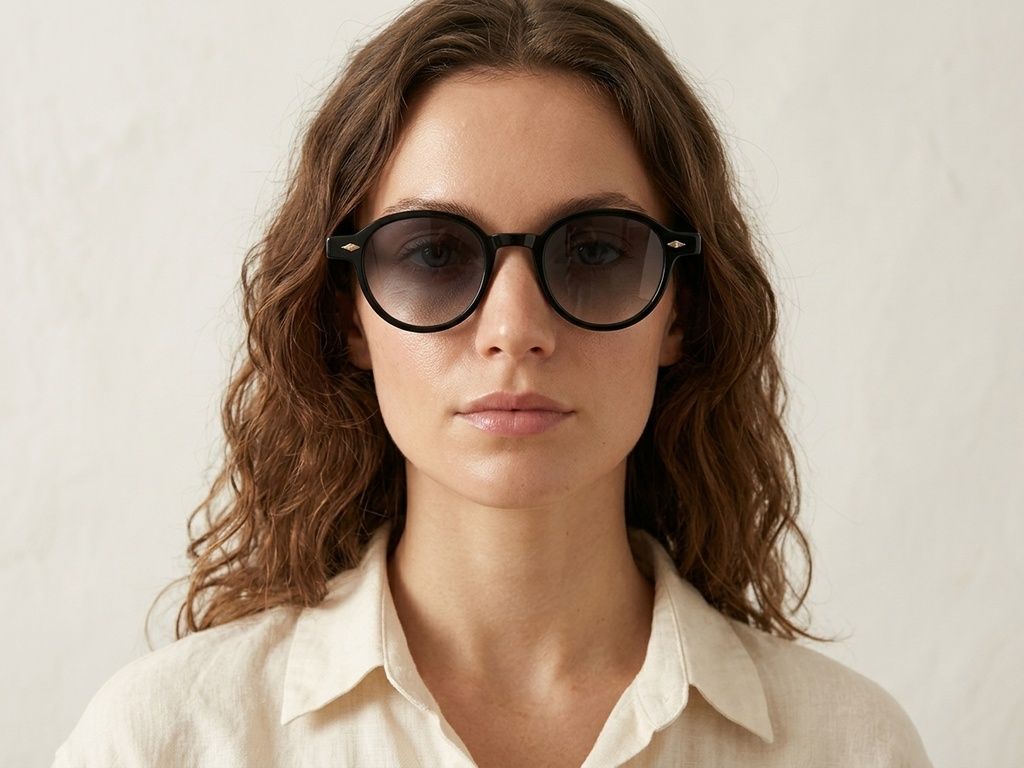 Lunettes de soleil ovales en plastique noir #BS2503-0377