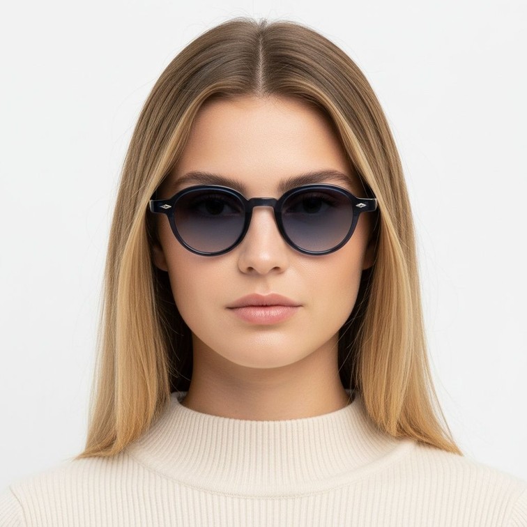 Oval Blue Plastic Sunglasses #BS2503-0379