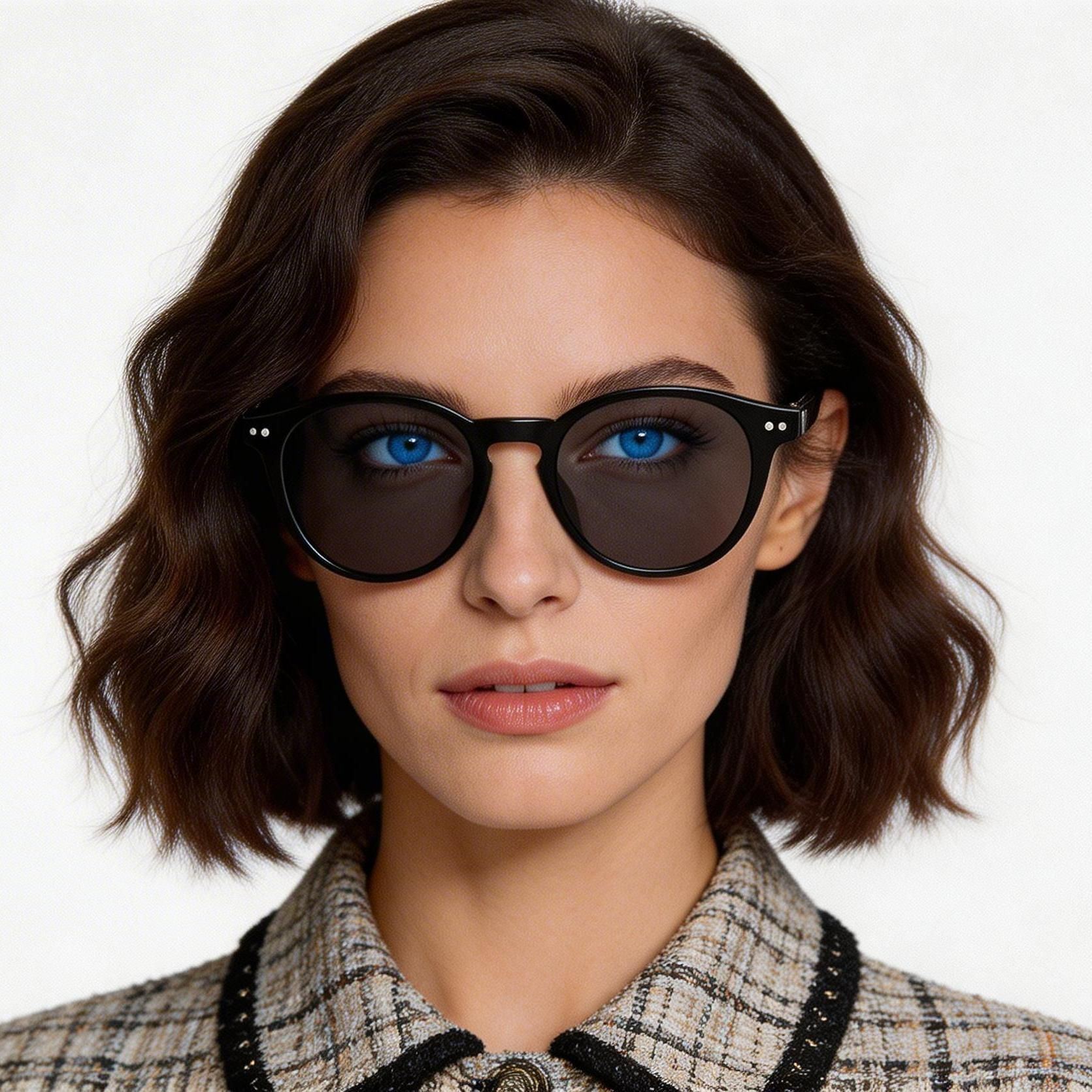 Gafas de sol ovaladas de plástico negro n.° BS2503-0381