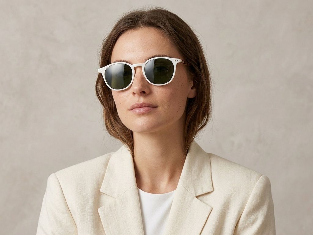 Oval White Plastic Sunglasses #BS2503-0385