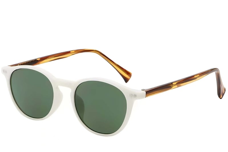 Lunettes de soleil ovales en plastique blanc #BS2503-0385