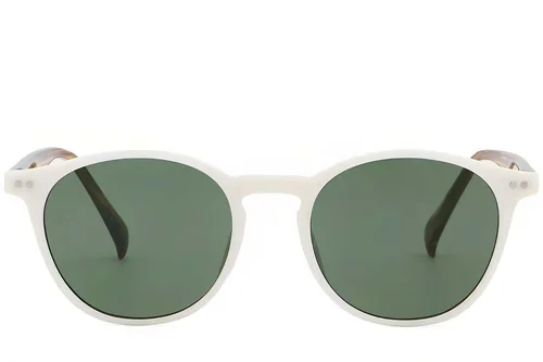 Lunettes de soleil ovales en plastique blanc #BS2503-0385