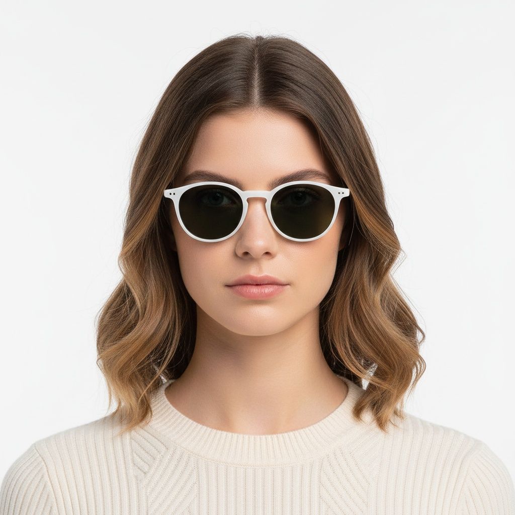Oval White Plastic Sunglasses #BS2503-0385
