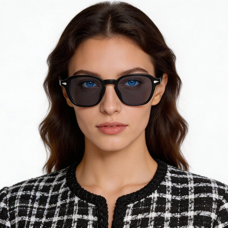 Geometric Black Plastic Sunglasses #BS2503-0386