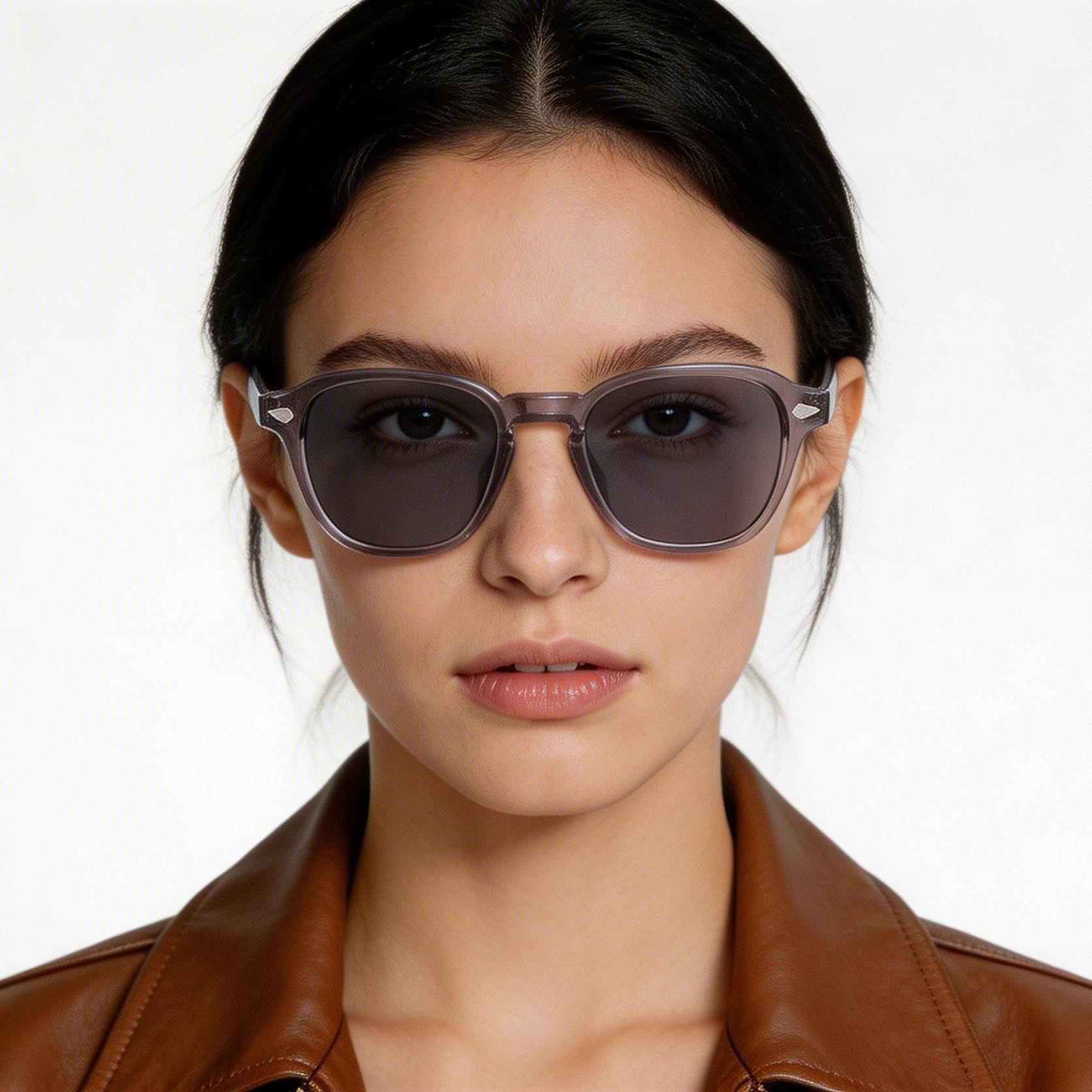 Occhiali da sole geometrici in plastica viola #BS2503-0388