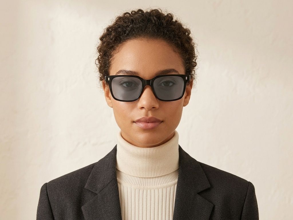 Rectangular Black Plastic Sunglasses #BS2503-0392