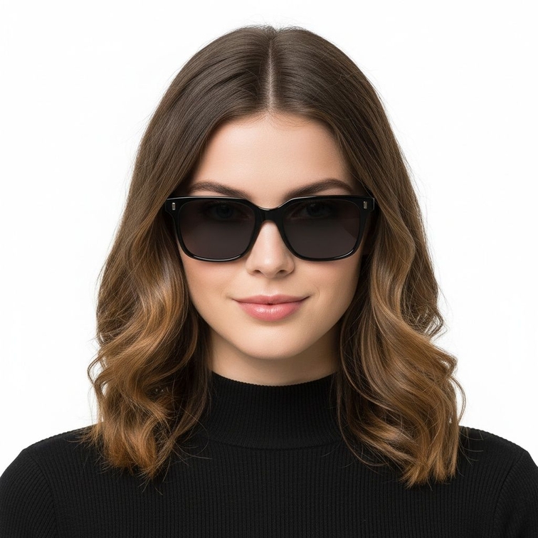 Rectangular Black Plastic Sunglasses #BS2503-0392