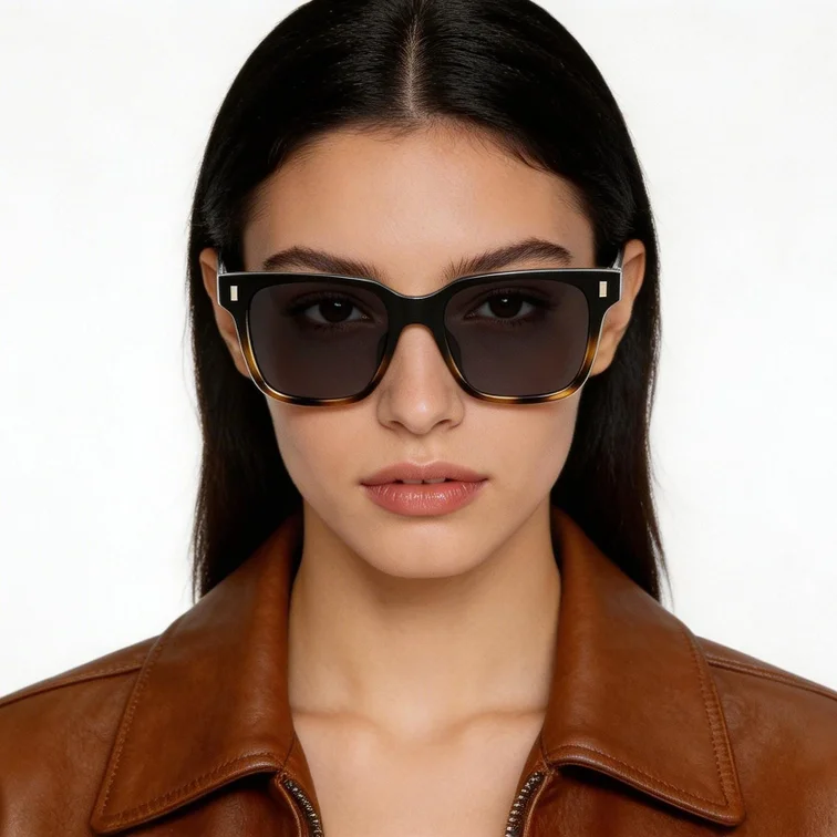 Rechteckige Sonnenbrille aus Kunststoff mit Schildpattmuster #BS2503-0393