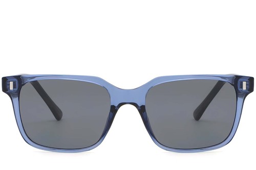 Lunettes de soleil rectangulaires en plastique bleu #BS2503-0394